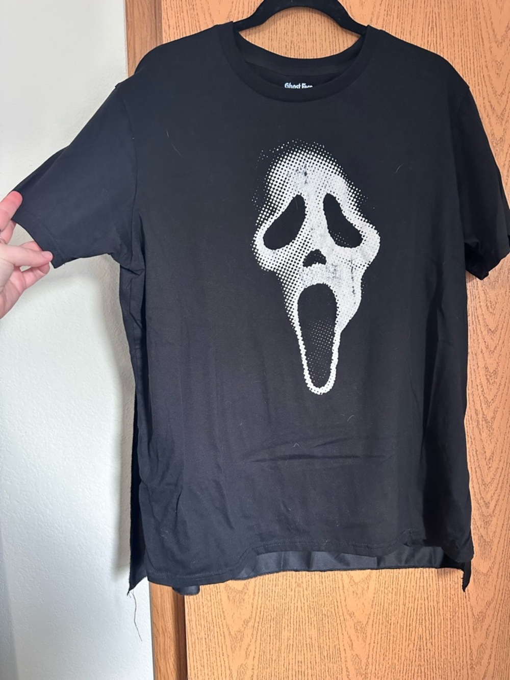 Ghost Face Graphic Tee - Black with White Print